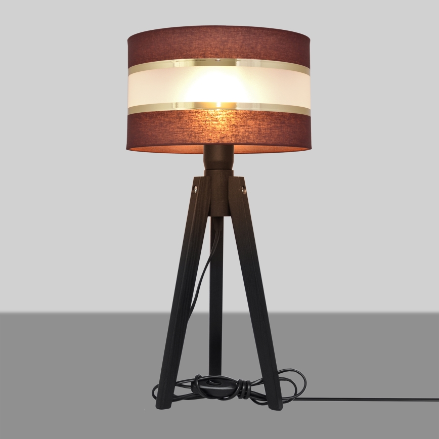 Lampa stołowa HELEN 1xE27/60W/230V brązowa/złota/sosna