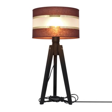 Lampa stołowa HELEN 1xE27/60W/230V brązowa/złota/sosna