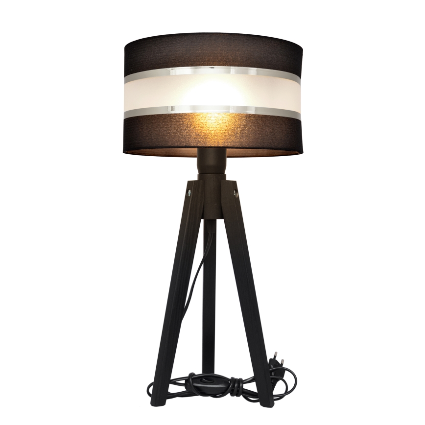 Lampa stołowa HELEN 1xE27/60W/230V czarna/chrom/sosna