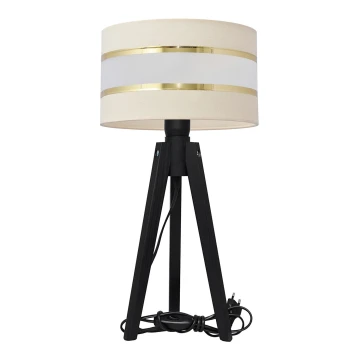 Lampa stołowa HELEN 1xE27/60W/230V kremowa/złota/sosna