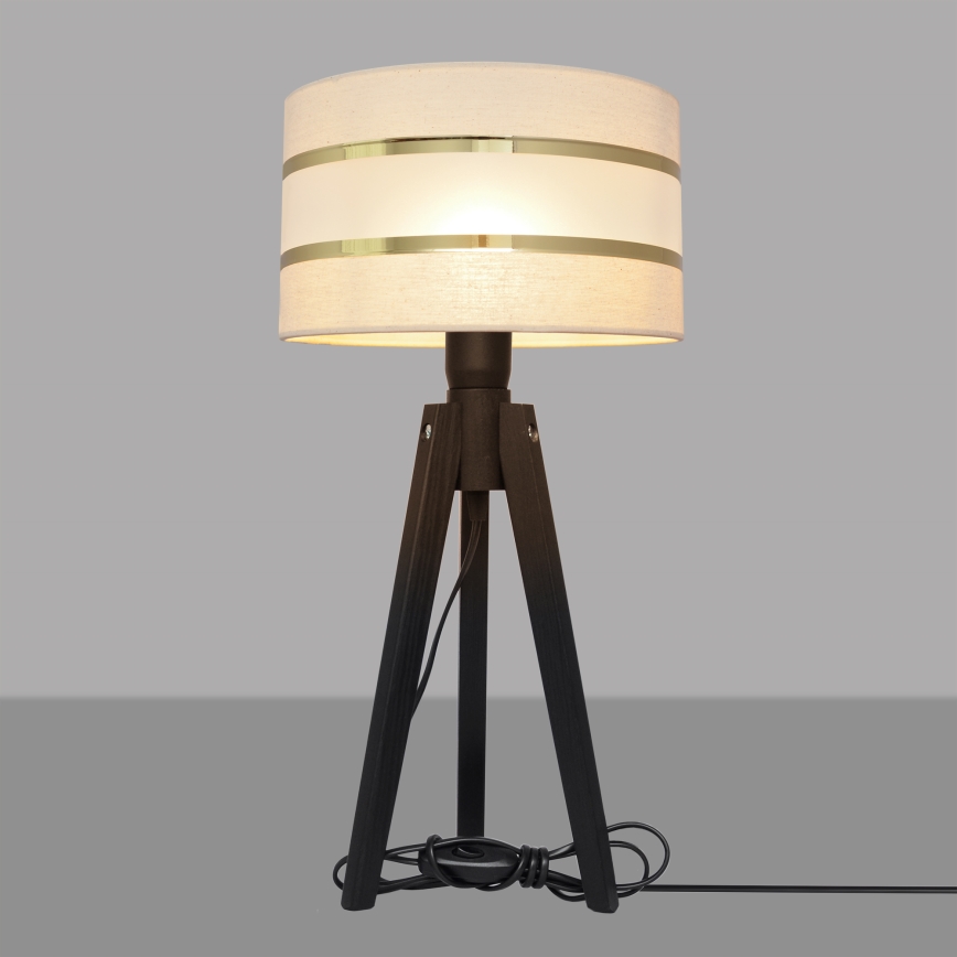 Lampa stołowa HELEN 1xE27/60W/230V kremowa/złota/sosna