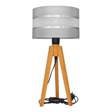 Lampa stołowa HELEN 1xE27/60W/230V szara/chrom/dąb