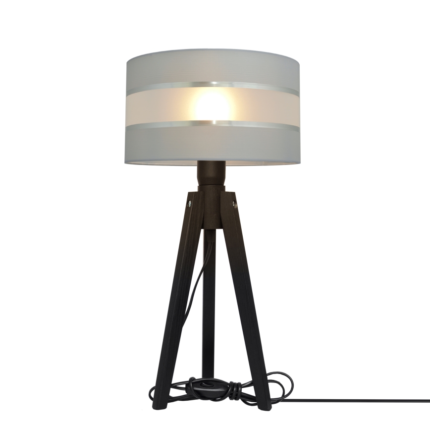 Lampa stołowa HELEN 1xE27/60W/230V szara/chrom/sosna