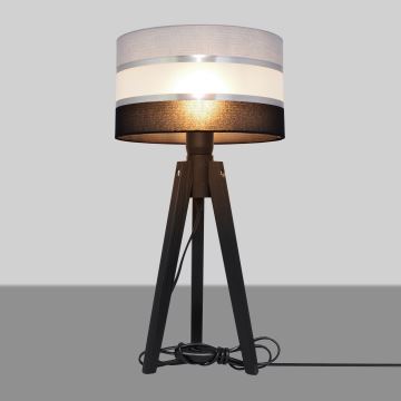 Lampa stołowa HELEN 1xE27/60W/230V szara/czarna/chrom/sosna