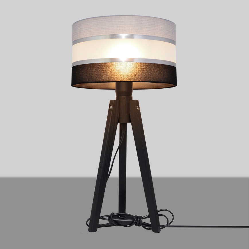 Lampa stołowa HELEN 1xE27/60W/230V szara/czarna/chrom/sosna