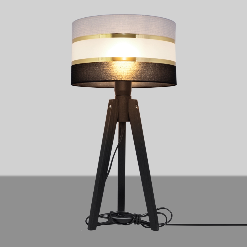 Lampa stołowa HELEN 1xE27/60W/230V szara/czarna/złota/sosna