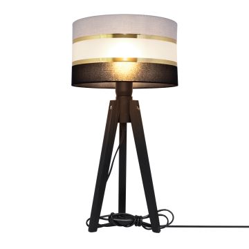 Lampa stołowa HELEN 1xE27/60W/230V szara/czarna/złota/sosna