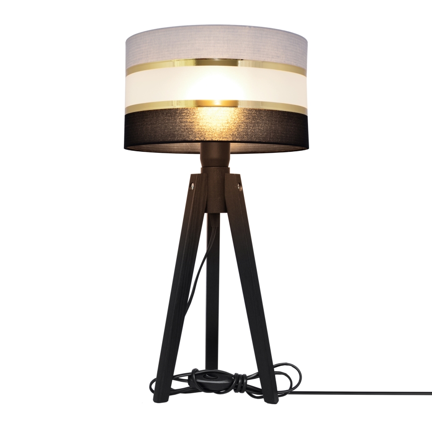 Lampa stołowa HELEN 1xE27/60W/230V szara/czarna/złota/sosna