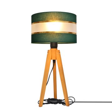 Lampa stołowa HELEN 1xE27/60W/230V zielona/złota/dąb