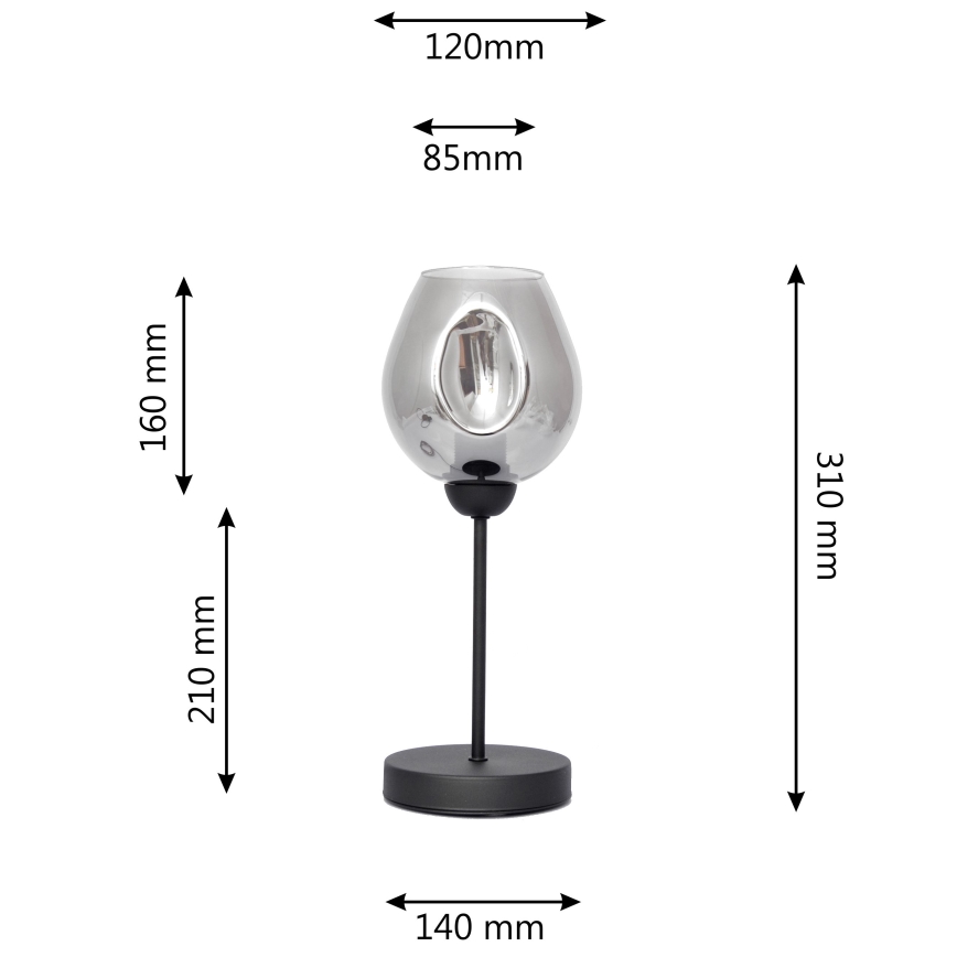 Lampa stołowa LILI 1xE27/15W/230V czarny/szary