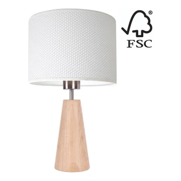 Lampa stołowa MERCEDES 1xE27/40W/230V śr. 43 cm biała/dąb – certyfikat FSC