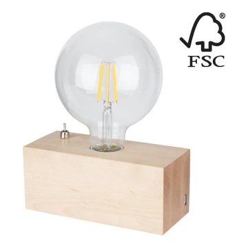 Lampa stołowa THEO 1xE27/25W/230V brzoza - certyfikat FSC