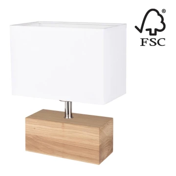 Lampa stołowa THEO 1xE27/25W/230V dąb - certyfikat FSC