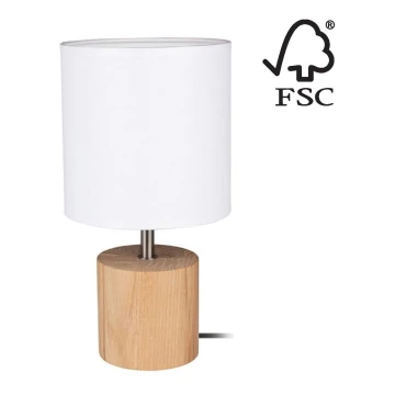 Lampa stołowa TRONGO ROUND 1xE27/25W/230V dąb - certyfikat FSC
