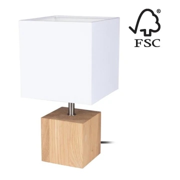 Lampa stołowa TRONGO SQUARE 1xE27/25W/230V dąb - certyfikat FSC