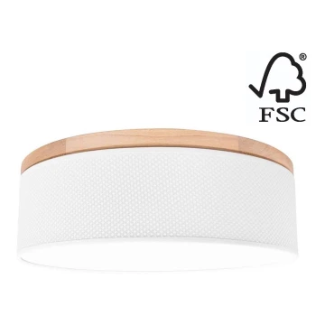 Lampa sufitowa BENITA 2xE27/25W/230V śr. 48 cm biała/dąb – certyfikat FSC