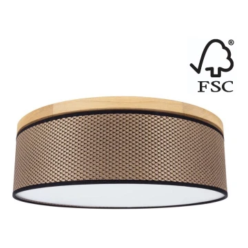 Lampa sufitowa BENITA 2xE27/25W/230V śr. 48 cm brązowe/dąb – certyfikat FSC