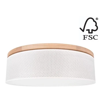 Lampa sufitowa BENITA 2xE27/25W/230V śr. 48 cm kremowy/dąb – FSC certyfikowano