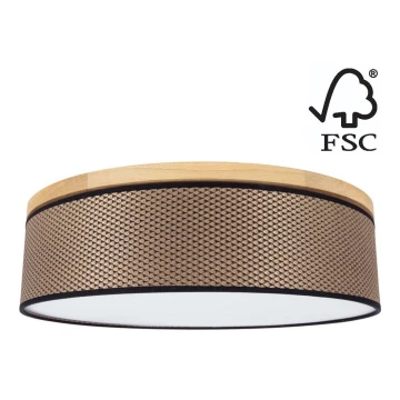 Lampa sufitowa BENITA 4xE27/25W/230V śr. 58 cm brązowa/dąb – certyfikat FSC