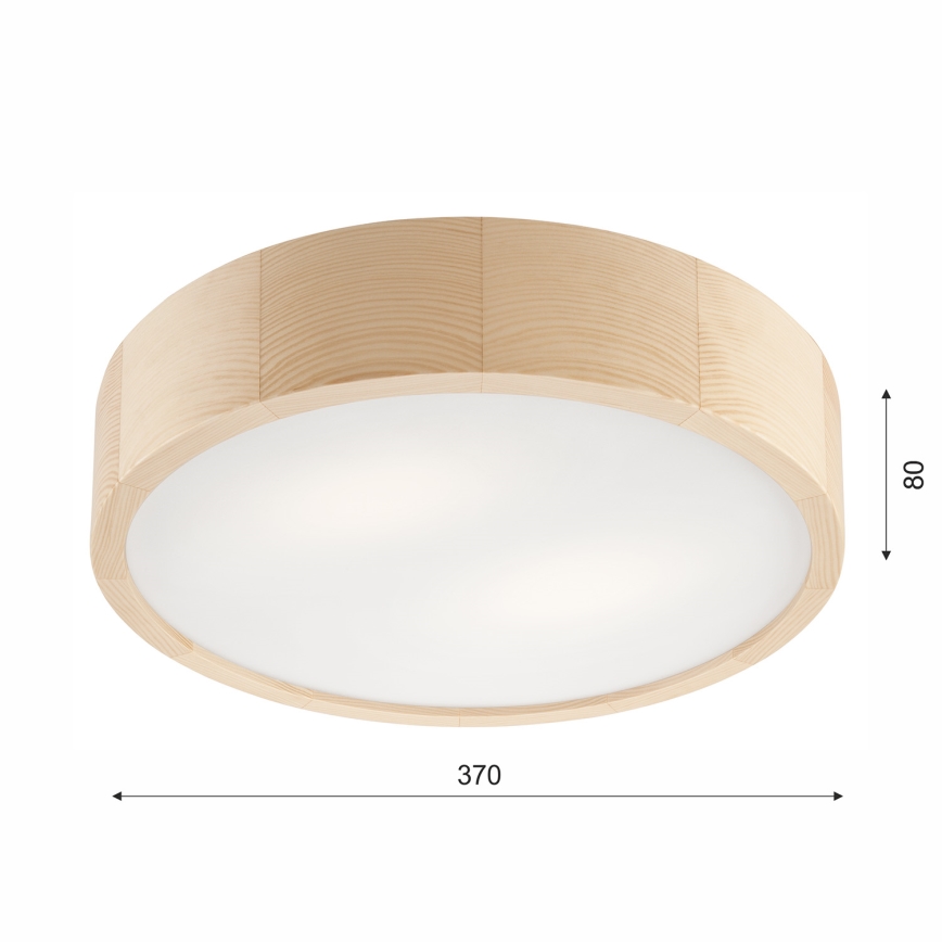 Lampa sufitowa NATURAL 2xE27/60W/230V ø 37 cm sosna - certyfikat FSC