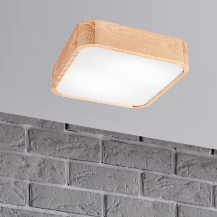 Lampa sufitowa NATURAL SQUARE 2xE27/15W/230V 35x35 cm sosna