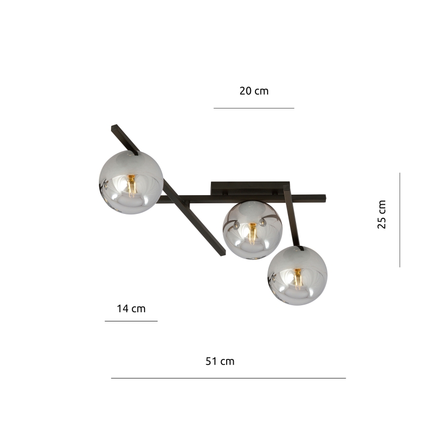 Lampa sufitowa SMART 3xE14/10W/230V czarna/szara