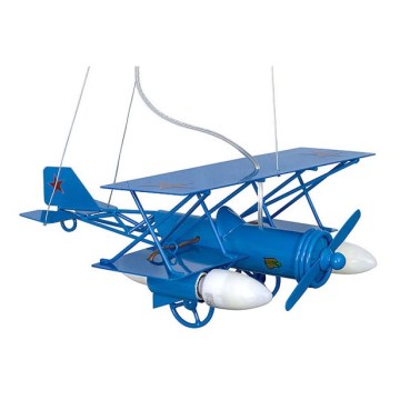 Lampa wisząca dziecięca Samolot 3xE14/60W niebieska
