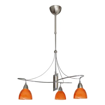 Lampa wisząca żyrandol CARRAT 3xE14/40W  matowy chrom/ pomarańczowy