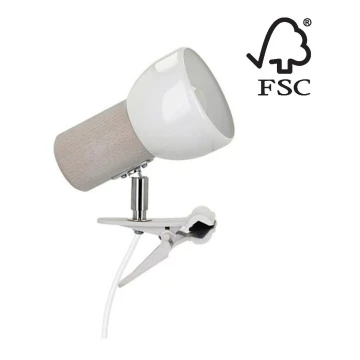 Lampa z klipsem SVENDA 1xE27/60W/230V dąb - certyfikat FSC