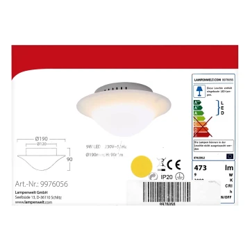 Lampenwelt - LED Plafon LED/9W/230V