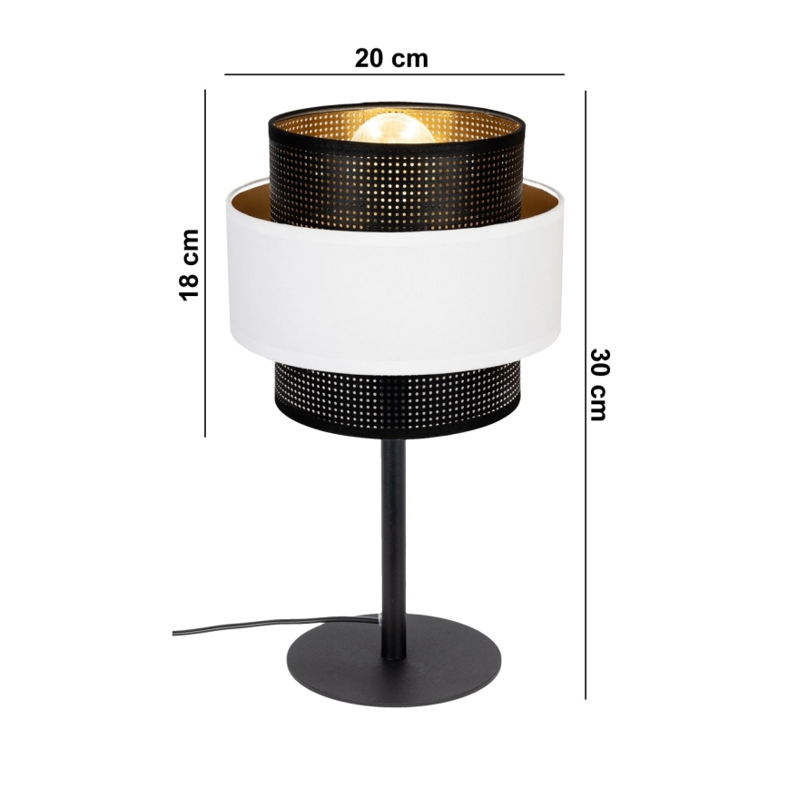 Lampka stołowa NESS 1xE27/60W/230V czarny/białe