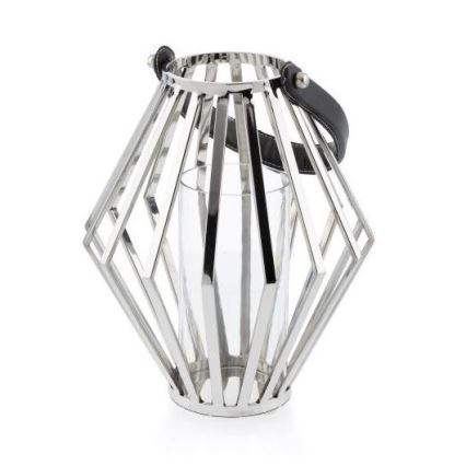 Latarnia GEOM 31 cm chrom błyszczący/czarny