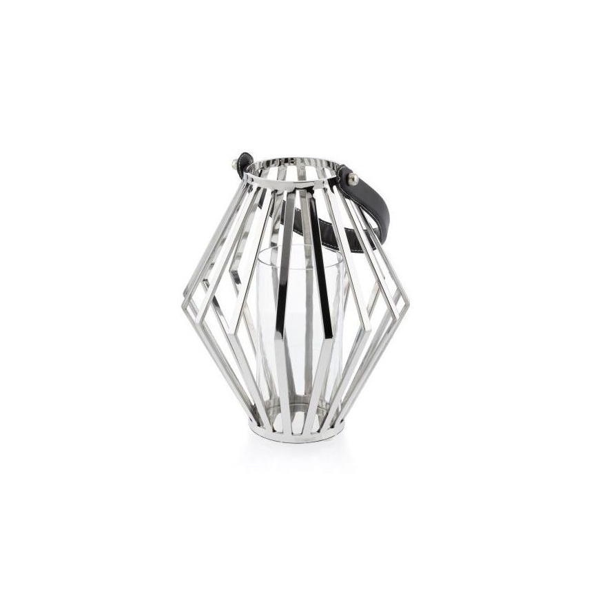 Latarnia GEOM 31 cm chrom błyszczący/czarny