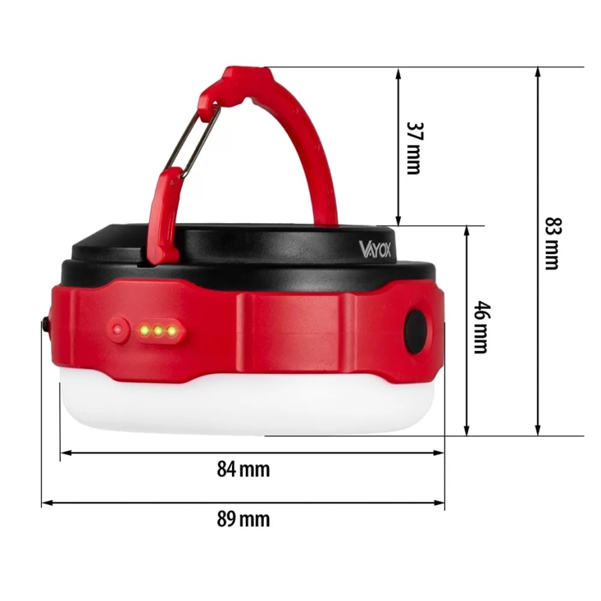 LED Ściemnialna akumulatorowa latarka solarna z funkcją power banku LED/3W/5V 3000/4000/6500K IPX6 500 lm 10,5 h 2000 mAh