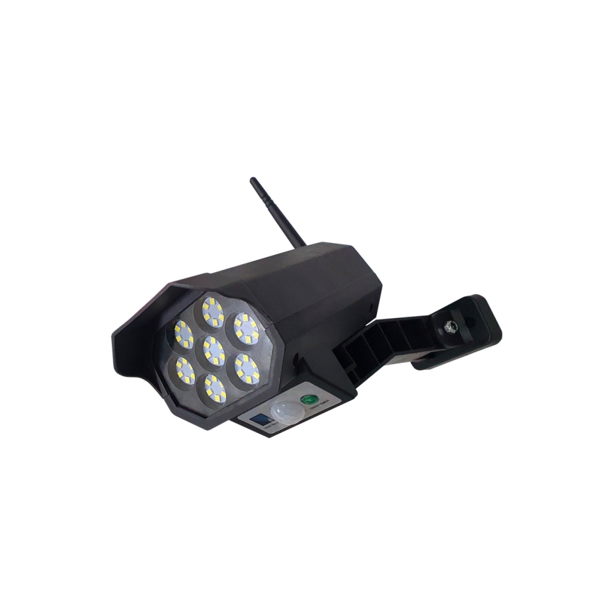 LED Atrapa kamery solarnej z czujnikiem LED/3,7V IP44 czarna + pilot zdalnego sterowania