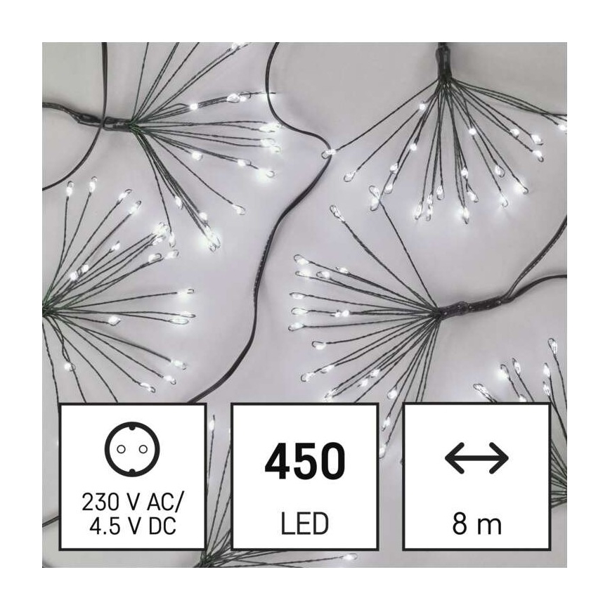 LED Dekoracja bożonarodzeniowa 450xLED/11m zimna biel