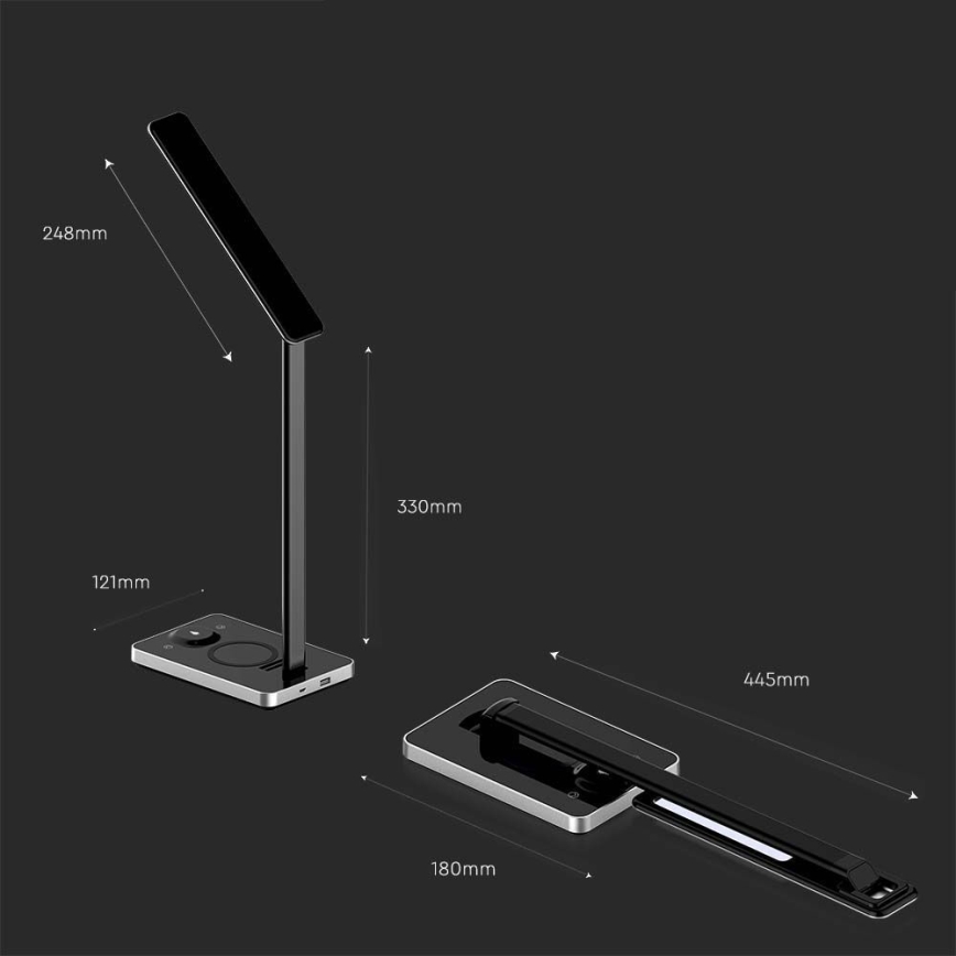 LED Dotykowa ściemnialna lampa stołowa LED/7W/5V 3000-6500K USB czarna