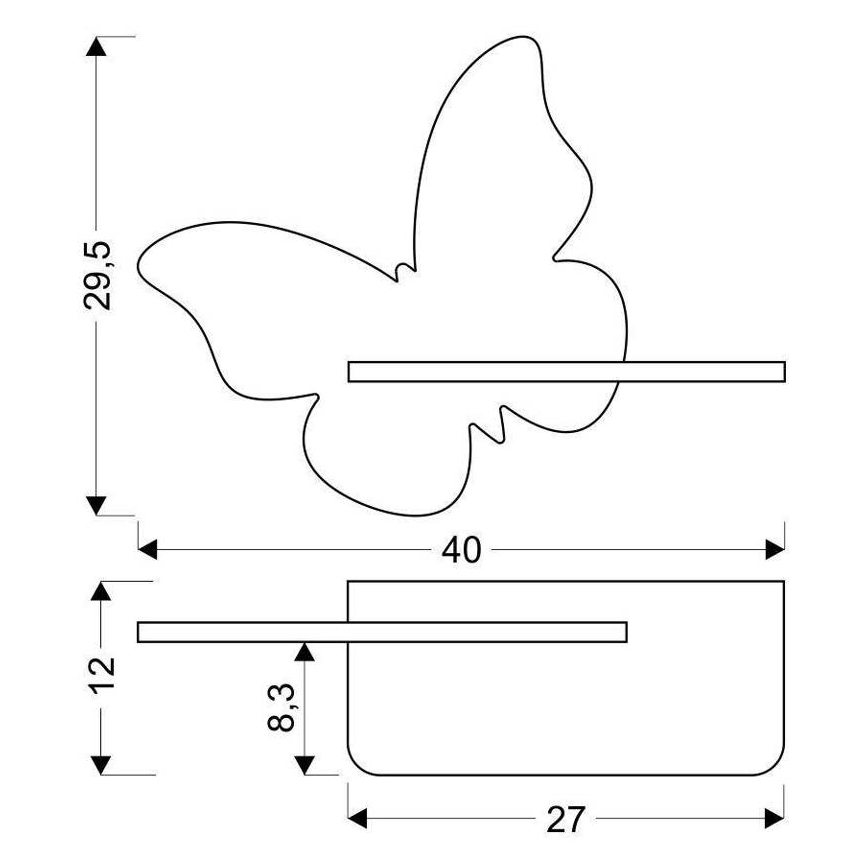 LED Dziecięcy kinkiet z półką BUTTERFLY LED/5W/230V zielony/drewno