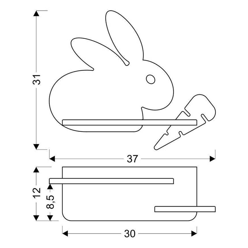 LED Dziecięcy kinkiet z półką RABBIT LED/4W/230V szary/biały/drewno