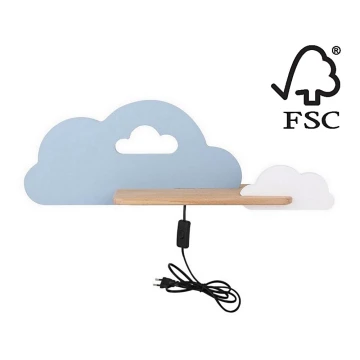 LED Kinkiet dziecięcy z półką CLOUD LED/5W/230V niebieski/biały - certyfikat FSC