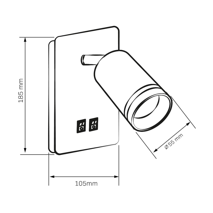 LED Kinkiet punktowy PARIS 1xGU10/10W/230V + LED/6W/230V czarny