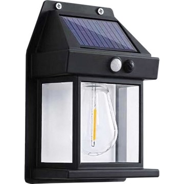 LED Kinkiet solarny z czujnikiem LANTER LED/1W/3,7V IP44 czarne