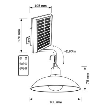 LED Lampa solarna CELINA LED/1,8W/3,7V IP44 + pilot zdalnego sterowania