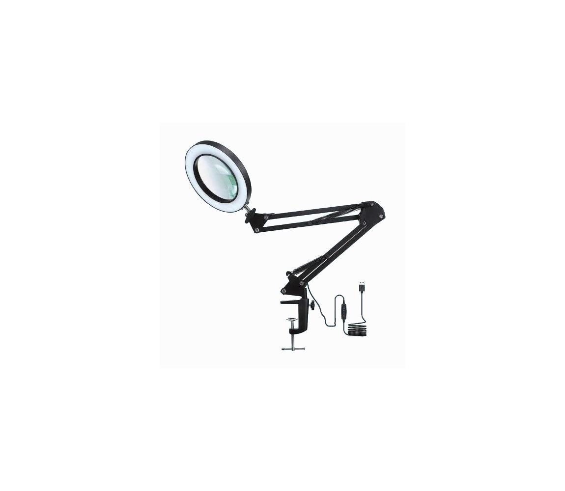LED Lampa stołowa ściemnialna ze szkłem powiększającym LED/22W/5V czarny