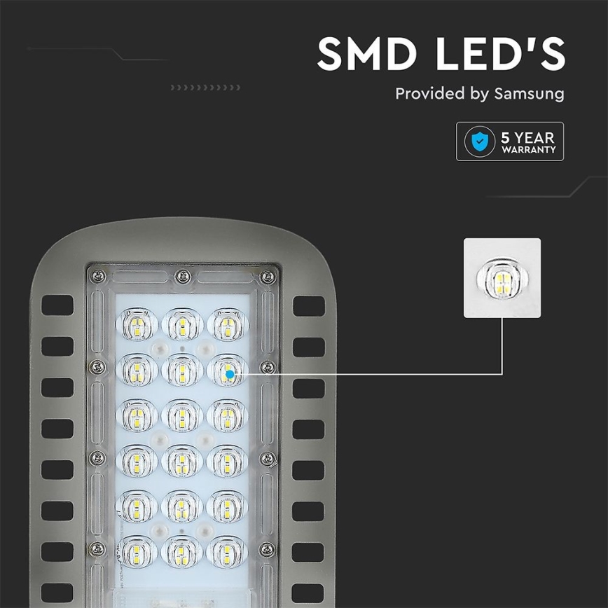 LED Lampa uliczna SAMSUNG CHIP LED/30W/230V 4000K szare