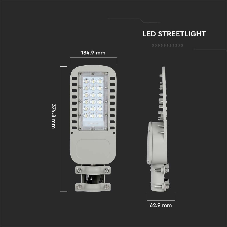 LED Lampa uliczna SAMSUNG CHIP LED/30W/230V 4000K szare