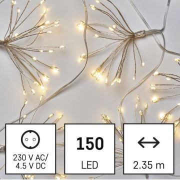 LED Łańcuch bożonarodzeniowy 150xLED/5,35m ciepła biel