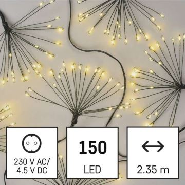 LED Łańcuch bożonarodzeniowy 150xLED/5,35m ciepła biel