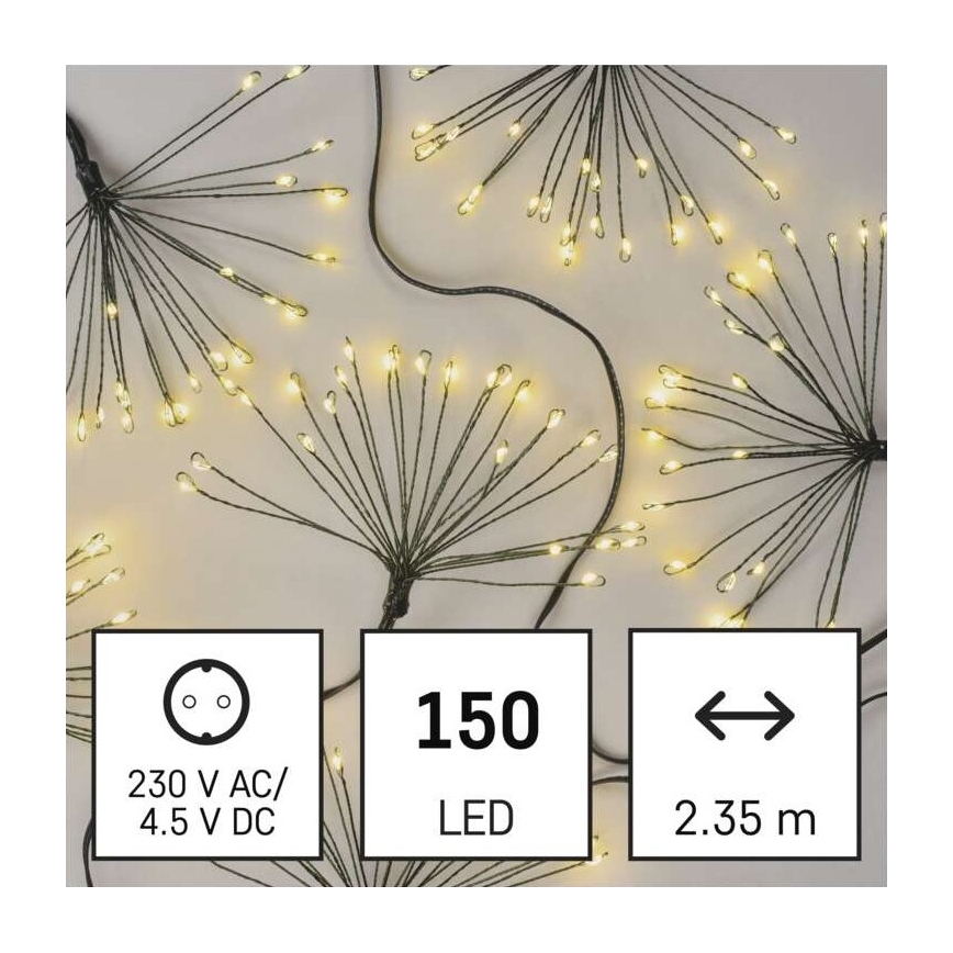 LED Łańcuch bożonarodzeniowy 150xLED/5,35m ciepła biel