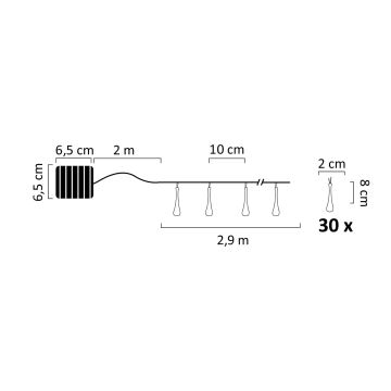 LED łańcuch solarny ICE 30xLED/1,2V IP44